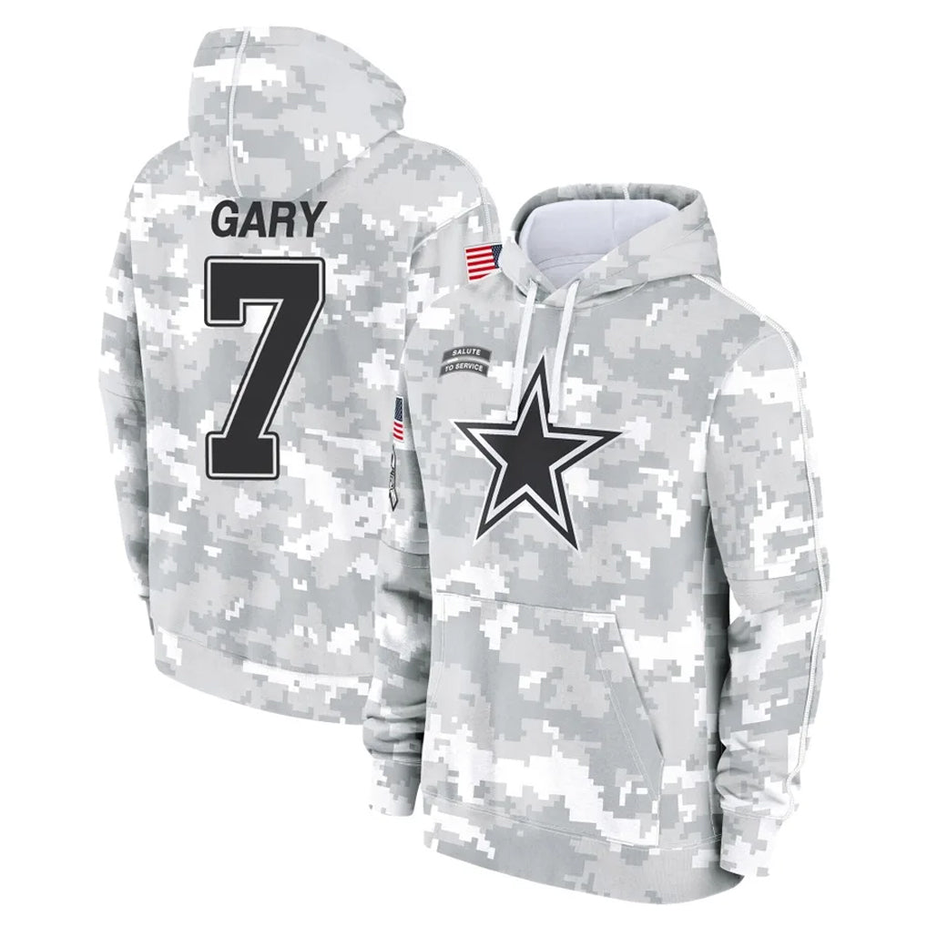 D.Cowboys #7 Rashan Gary Player Arctic Camo Salute to Service Hoodies Limited Game Gdoa Stitched Jerseys