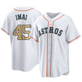 H.Astros #45 Tatsuya Imai Player Gold Collection Game Home Gdoa Stitched Jerseys