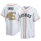 H.Astros #45 Tatsuya Imai Player Gold Collection Game Home Gdoa Stitched Jerseys