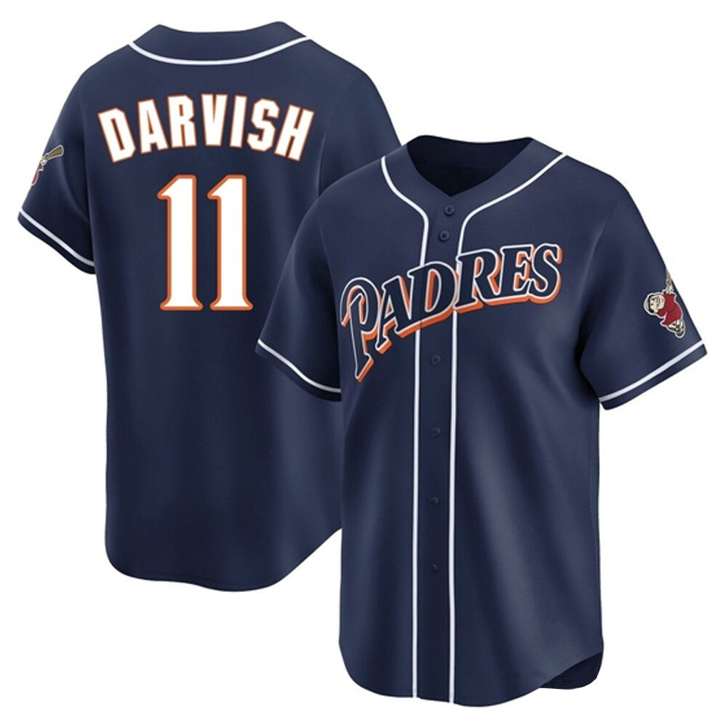 S.Diego Padres #11 Yu Darvish Player Navy Cooperstown Collection Limited Home Fdoa Stitched Jerseys