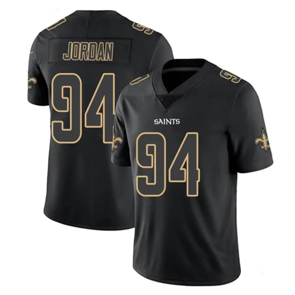 NO.Saints #94 Cameron Jordan Player Black Impact Limited Home Game Gdoa Stitched Jerseys