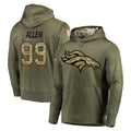 D.Broncos #99 Zach Allen Player Olive Salute to Service Pullover Hoodies Home Game Gdoa Stitched Jerseys