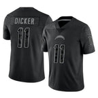 LA.Chargers #11 Cameron Dicker Player Black Limited Reflective Home Game Gdoa Stitched Jerseys