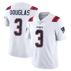 NE.Patriots #3 DeMario Douglas Player White Vapor Untouchable Home Game Gdoa Stitched Jerseys