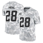 LA.Chargers #28 Kimani Vidal Player Arctic Camo Salute To Service Limited Game Gdoa Stitched Jerseys