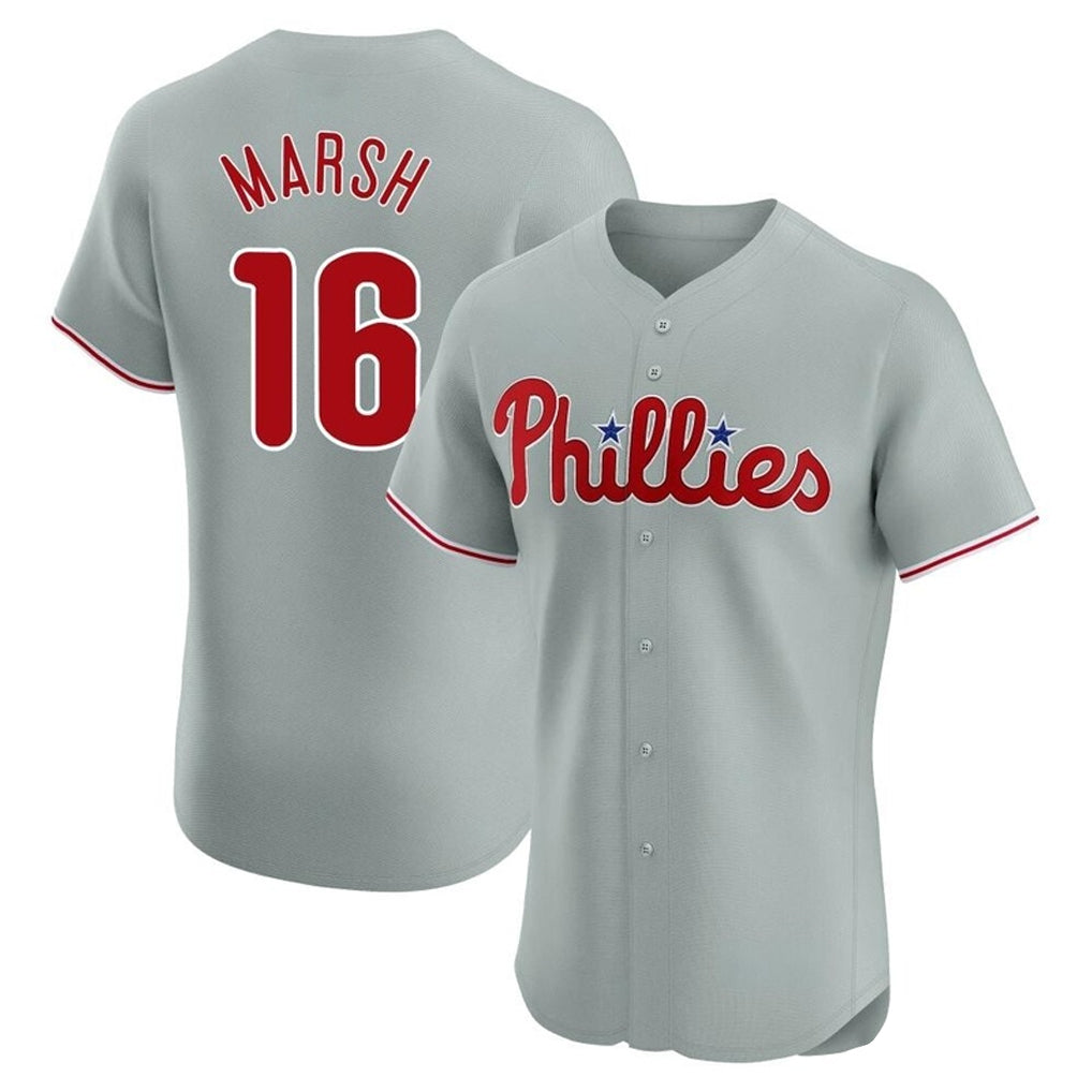 P.Phillies #16 Brandon Marsh Player Gray Home Limited Elite Fdoa Stitched Jerseys