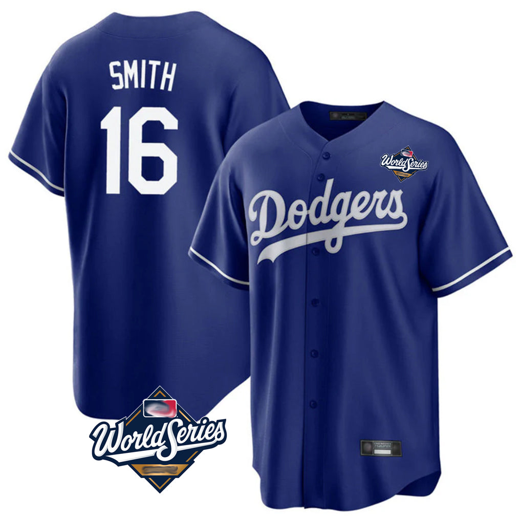 LA.Dodgers #16 Will Smith Player Royal World Series Game Fdoa Stitched Jerseys