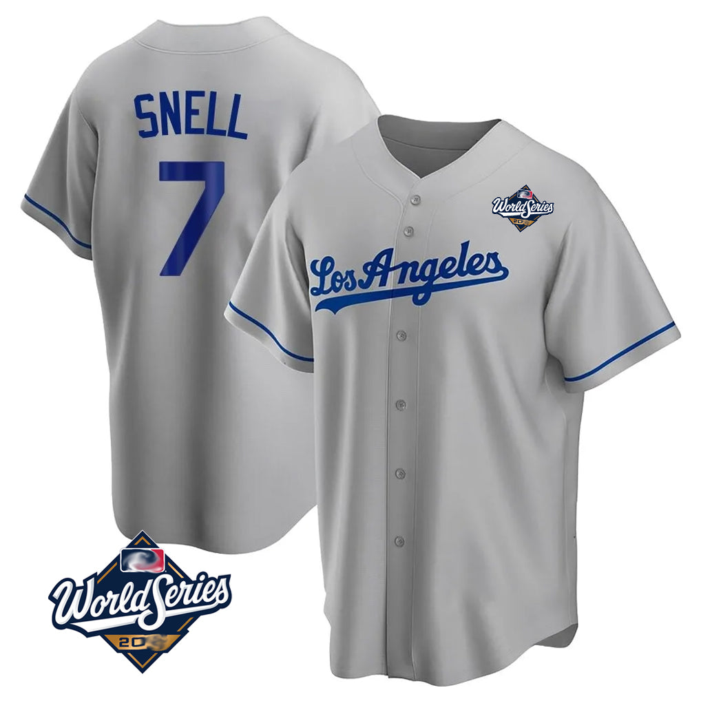 LA.Dodgers #7 Blake Snell Player Gray World Series Road Game Fdoa Stitched Jerseys