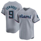 M.Marlins #9 Xavier Edwards Player Gray Home Limited Fdoa Stitched Jerseys