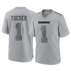 LV.Raiders #1 Tre Tucker Player Gray Atmosphere Fashion Limited Game Gdoa Stitched Jerseys