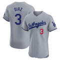 LA.Dodgers #3 Edwin D¨ªaz Player Gray Limited Elite Home Fdoa Stitched Jerseys