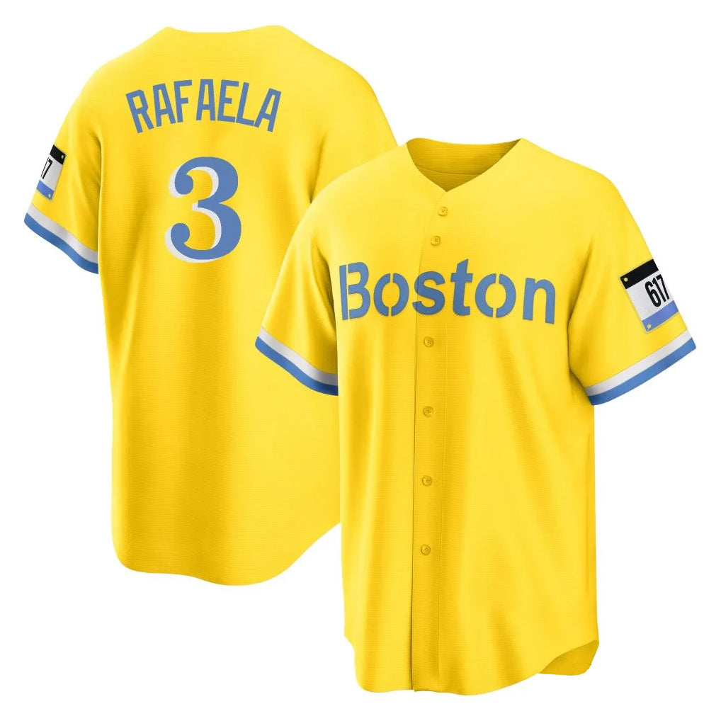 B.Red Sox #3 Ceddanne Rafaela Player Yellow Home Game Gdoa Stitched Jerseys