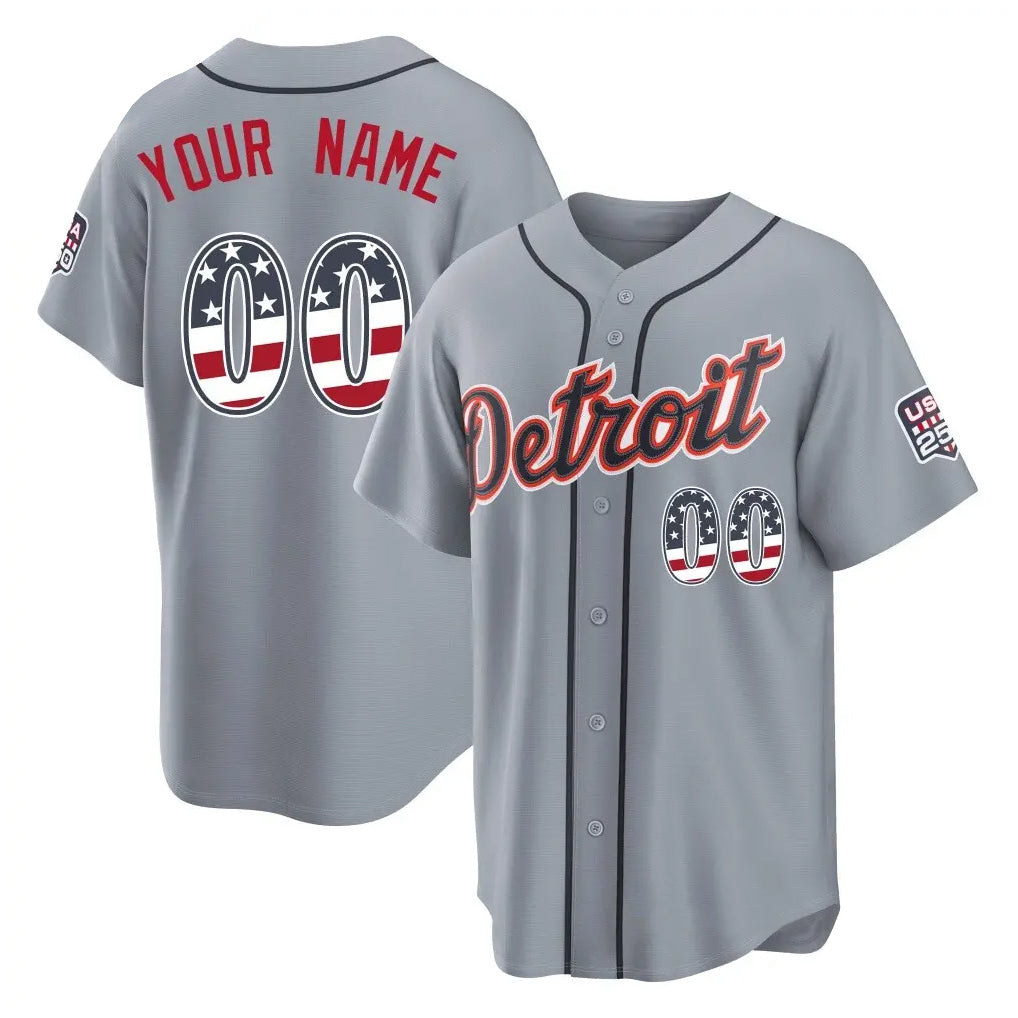 Custom D.Tigers Gray USA 250 Fourth of July Limited Home Game Any Name & Number Gdoa Stitched Jerseys