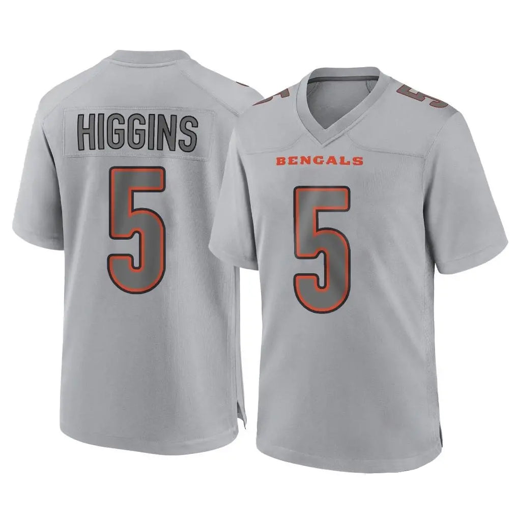 C.Bengals #5 Tee Higgins Player Gray Atmosphere Fashion Game Gdoa Stitched Jerseys