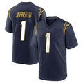 LA.Chargers #1 Quentin Johnston Player Navy Home Game Gdoa Stitched Jerseys