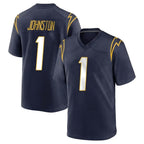 LA.Chargers #1 Quentin Johnston Player Navy Home Game Gdoa Stitched Jerseys