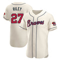 A.Braves #27 Austin Riley Player Cream Limited Elite Home Game Gdoa Stitched Jerseys