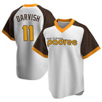 S.Diego Padres #11 Yu Darvish Player White Home Cooperstown Collection Replica Game Fdoa Stitched Jerseys