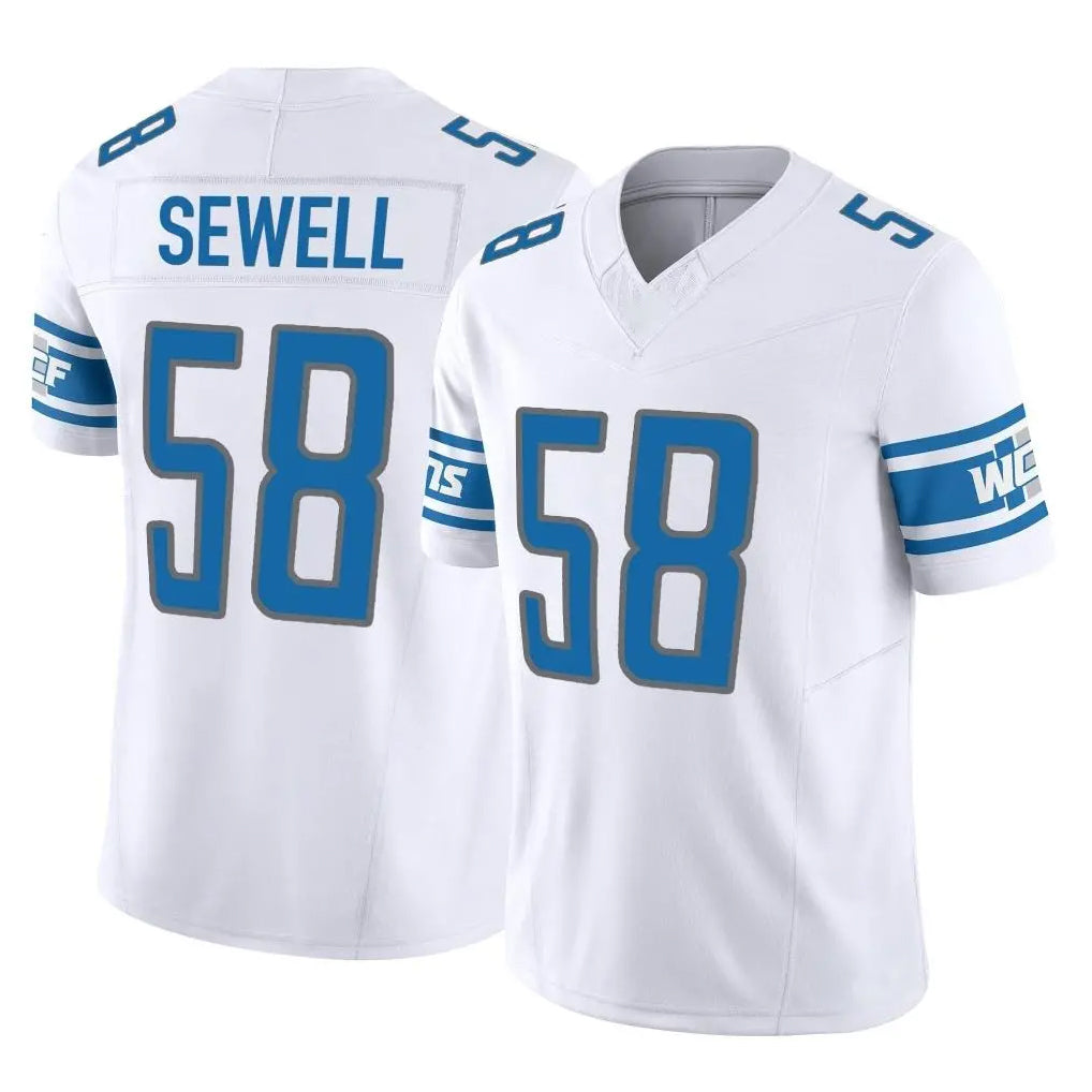 D.Lions #58 Penei Sewell Player White Vapor F.U.S.E. Limited Home Game Gdoa Stitched Jerseys