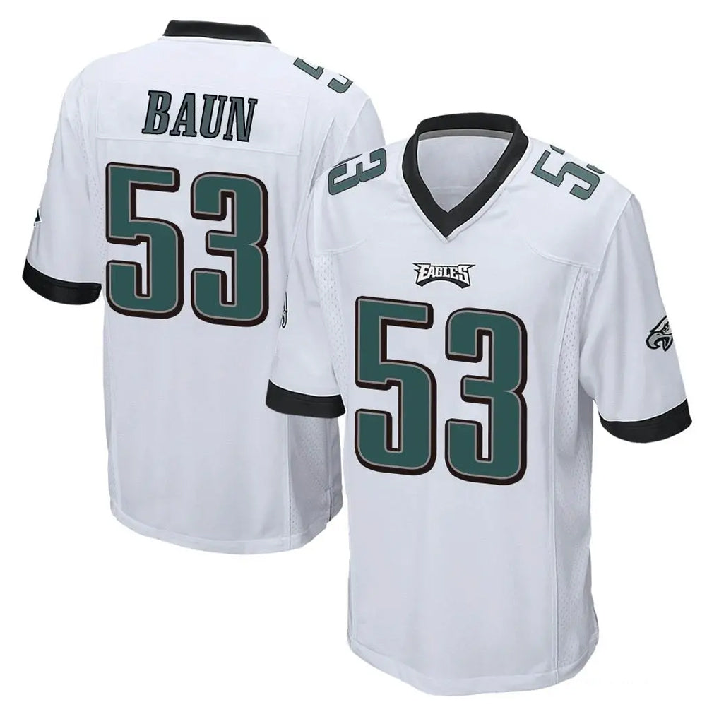 P.Eagles #53 Zack Baun Player White Home Game Gdoa Stitched Jerseys