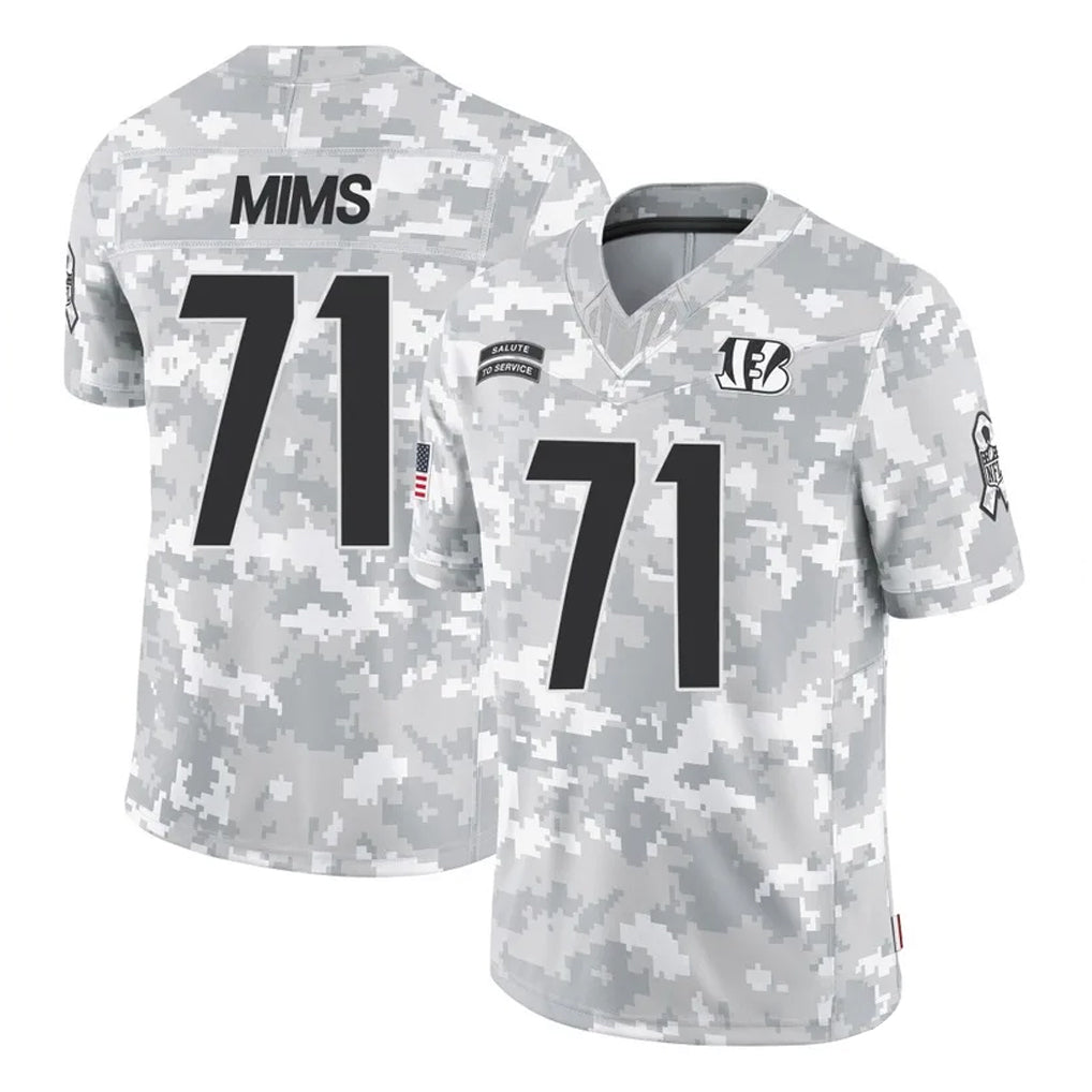C.Bengals #71 Amarius Mims Player Arctic Camo Salute to Service Limited Gdoa Stitched Jerseys
