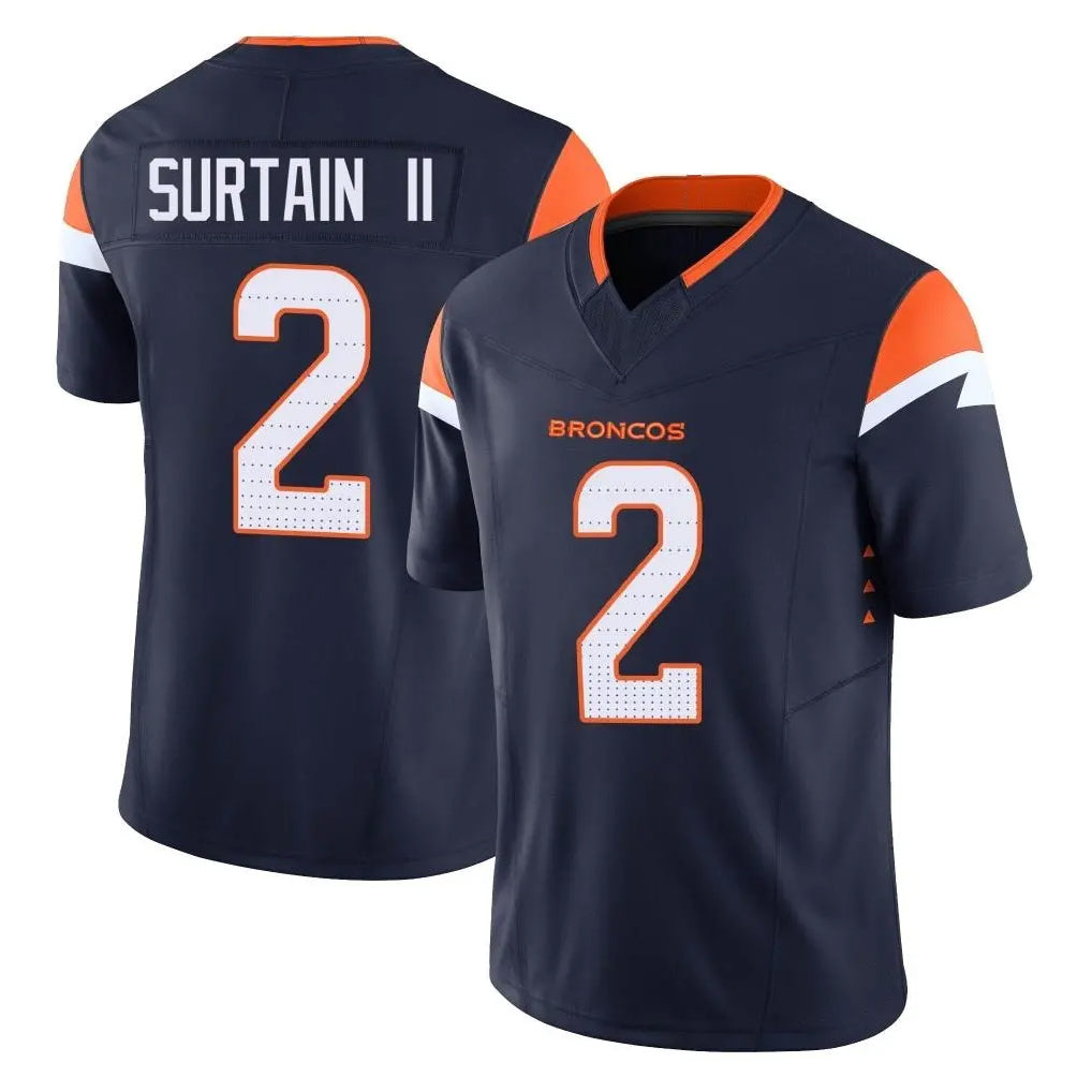 D.Broncos #2 Pat Surtain II Player Navy Limited Vapor F.U.S.E. Home Game Gdoa Stitched Jerseys