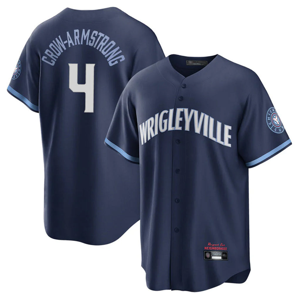 C.Cubs #4 Pete Crow-Armstrong Player Navy City Connect Home Game Gdoa Stitched Jerseys