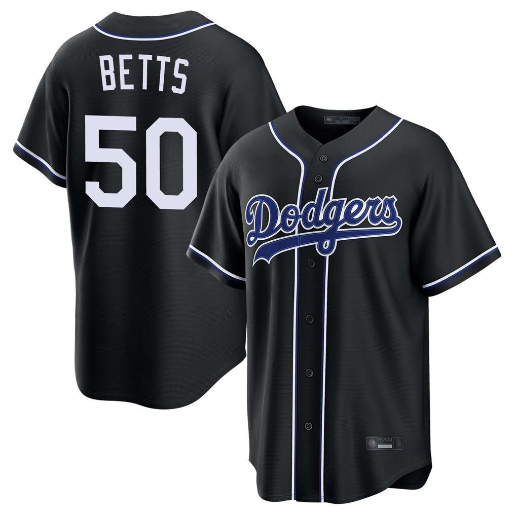 LA.Dodgers #50 Mookie Betts Player Black Carbon Limited Home Fdoa Stitched Jerseys