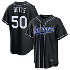 LA.Dodgers #50 Mookie Betts Player Black Carbon Limited Home Fdoa Stitched Jerseys