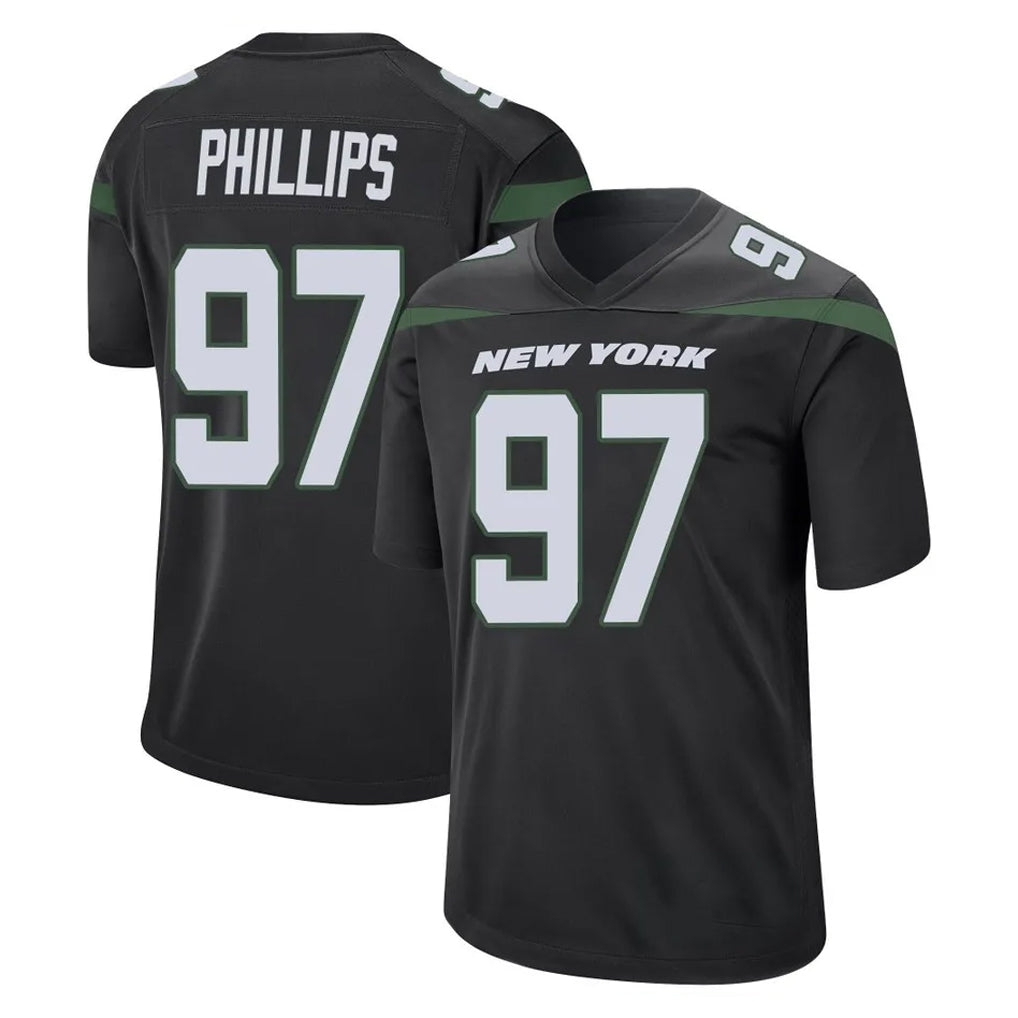 NY.Jets #97 Harrison Phillips Player Stealth Black Home Game Gdoa Stitched Jerseys