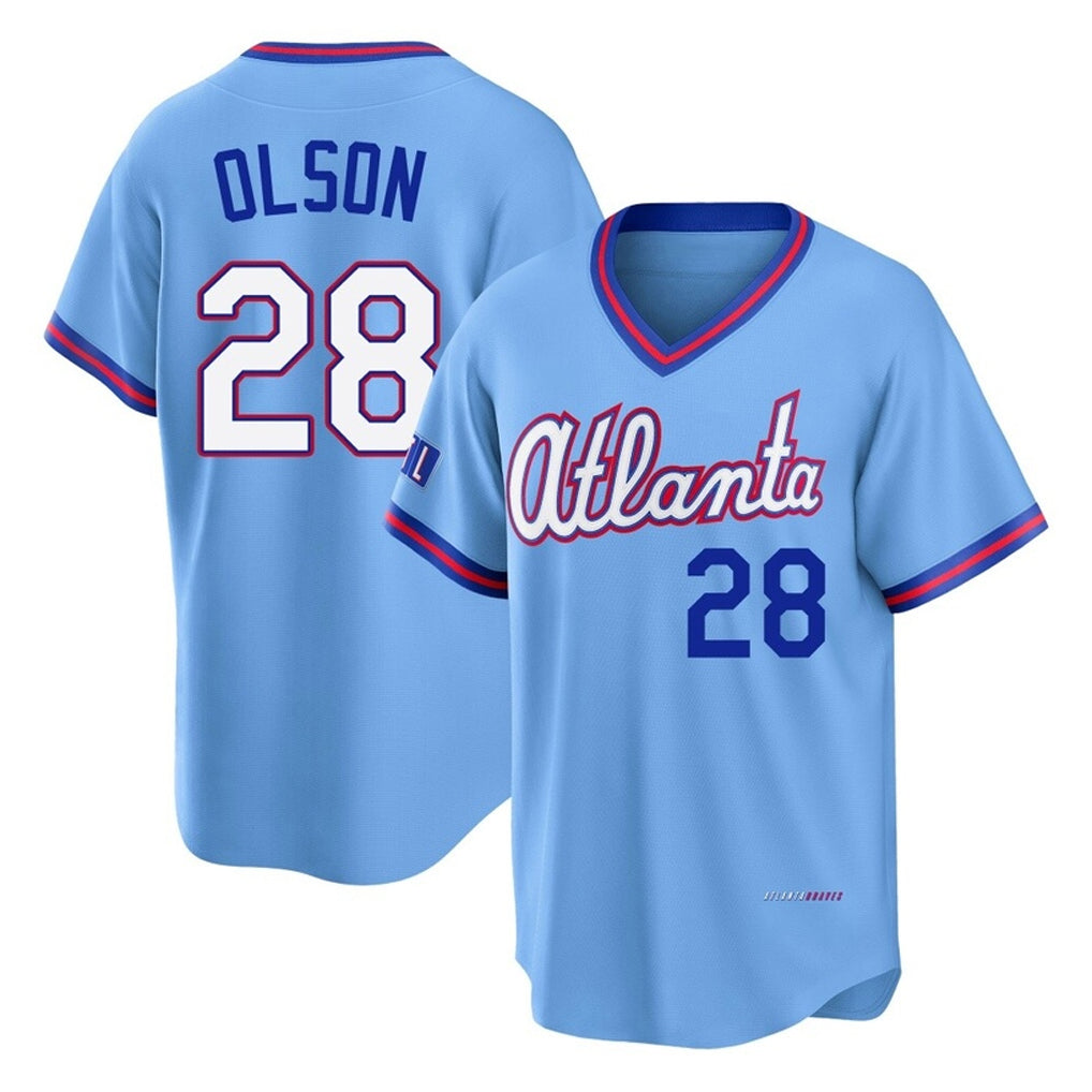 A.Braves #28 Matt Olson Player Powder Blue 2026 City Connect T-shirt Home Game Gdoa Stitched Jerseys