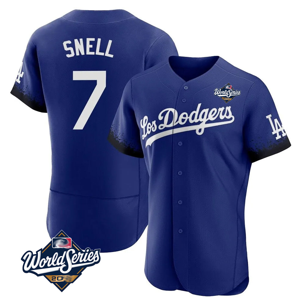 LA.Dodgers #7 Blake Snell Player Royal City Connect Elite World Series Home Fdoa Stitched Jerseys