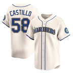 S.Mariners #58 Luis Castillo Player Cream Home Limited Fdoa Stitched Jerseys
