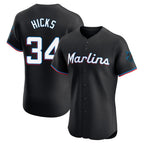 M.Marlins #34 Liam Hicks Player Black Vapor Home Limited Elite Fdoa Stitched Jerseys