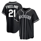 C.Rockies #21 Kyle Freeland Player Black Fashion Out Home Game Gdoa Stitched Jerseys