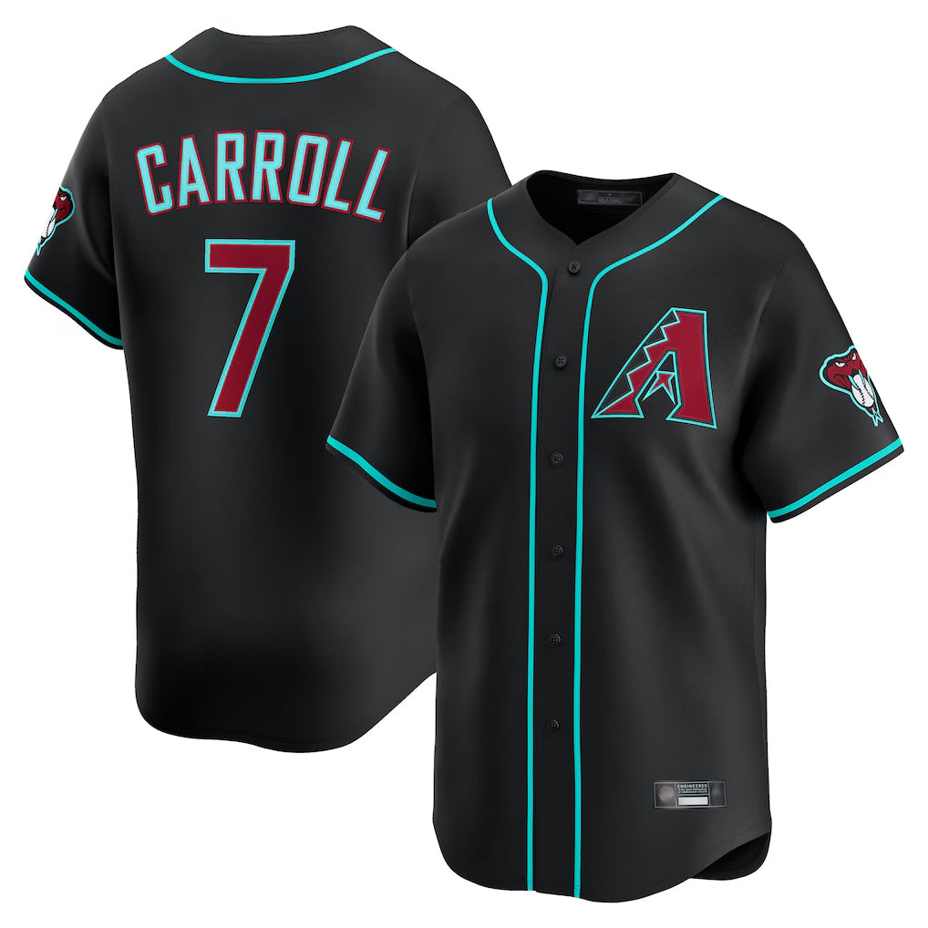 A.Diamondbacks #7 Corbin Carroll Player Black Limited Home Game Gdoa Stitched Jerseys
