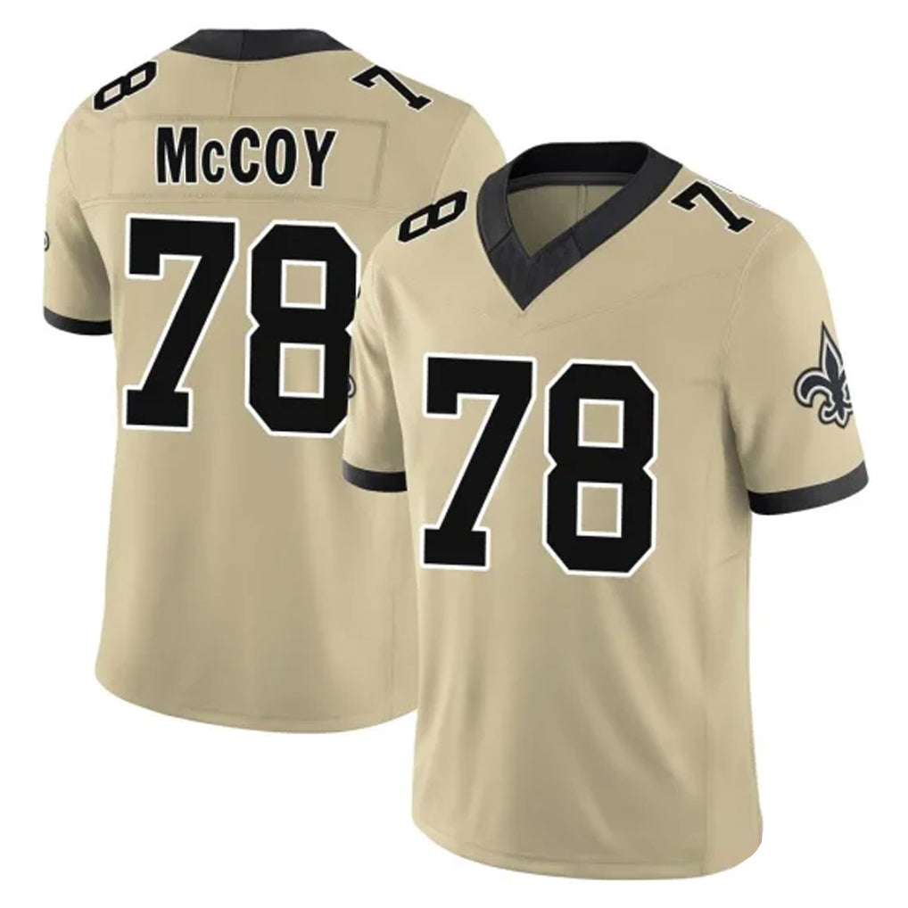 NO.Saints #78 Erik McCoy Player Gold Limited Vapor F.U.S.E. Home Game Gdoa Stitched Jerseys