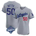 LA.Dodgers #50 Mookie Betts Player Gray World Series Meet Limited Elite Home Fdoa Stitched Jerseys