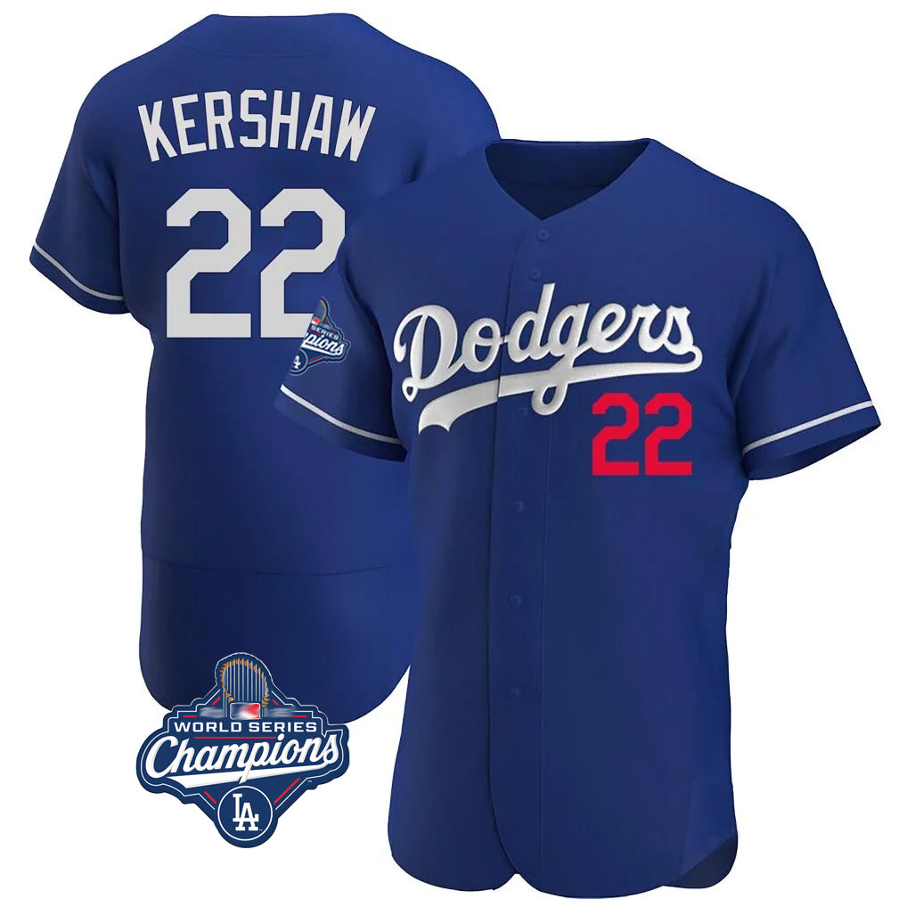 LA.Dodgers #22 Clayton Kershaw Player Royal World Series Meet Limited Elite Home Fdoa Stitched Jerseys