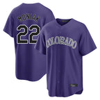 C.Rockies #22 Mickey Moniak Player Purple Game Home Gdoa Stitched Jerseys