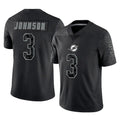 M.Dolphins #3 Chris Johnson Player Black Reflective Limited Game Gdoa Stitched Jerseys