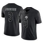 M.Dolphins #3 Chris Johnson Player Black Reflective Limited Game Gdoa Stitched Jerseys