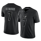 H.Texans #7 CJ Stroud Player Black Reflective Limited Game Gdoa Stitched Jerseys