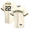 M.Brewers #22 Christian Yelich Player Cream Home Game Fdoa Stitched Jerseys