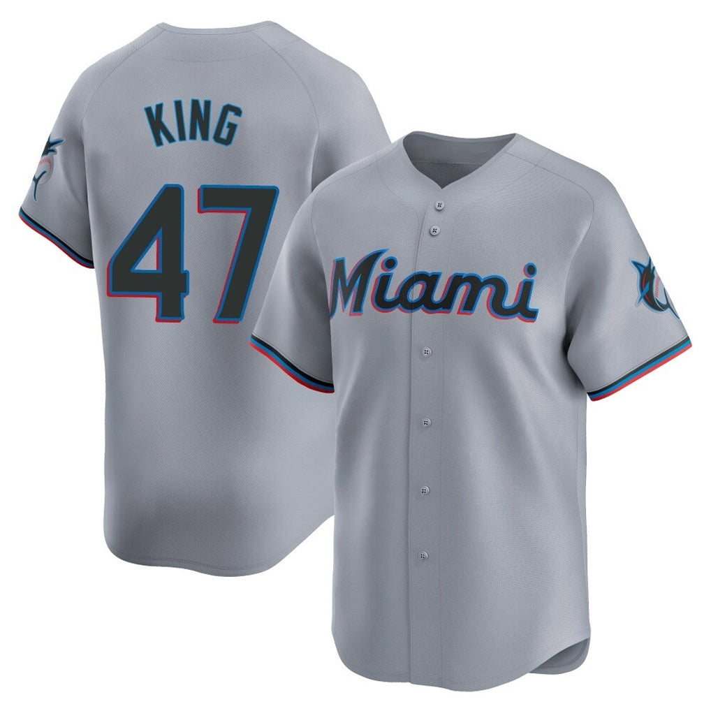 M.Marlins #47 John King Player Gray  Home Limited Fdoa Stitched Jerseys