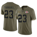 KC.Chiefs #23 Drue Tranquill Player Olive Salute To Service Limited Gdoa Stitched Jerseys