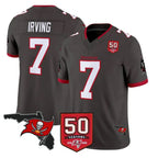 TB.Buccaneers #7 Bucky Irving Player Pewter 50th Season Vapor Limited Home Game Gdoa Stitched Jerseys