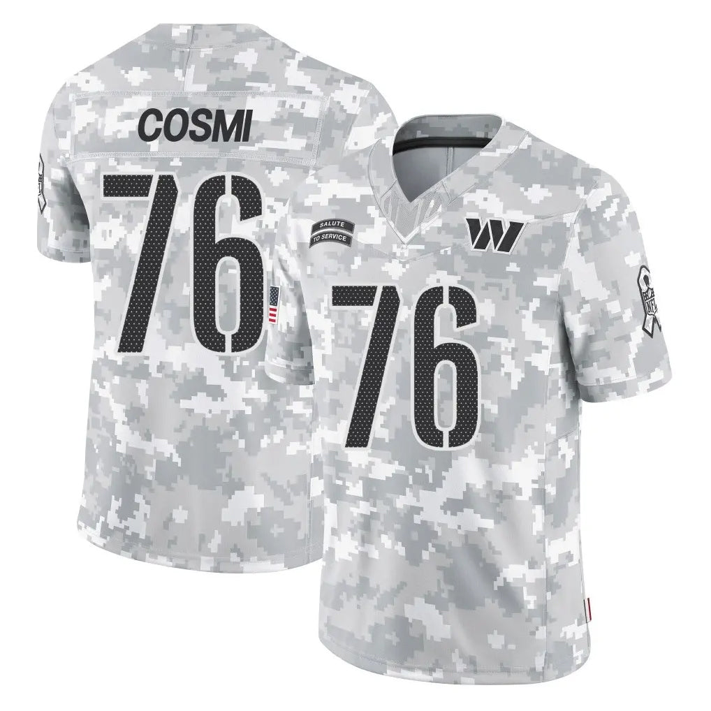 W.Commanders #76 Sam Cosmi Player Arctic Camo Limited Salute To Service Home Game Gdoa Stitched Jerseys