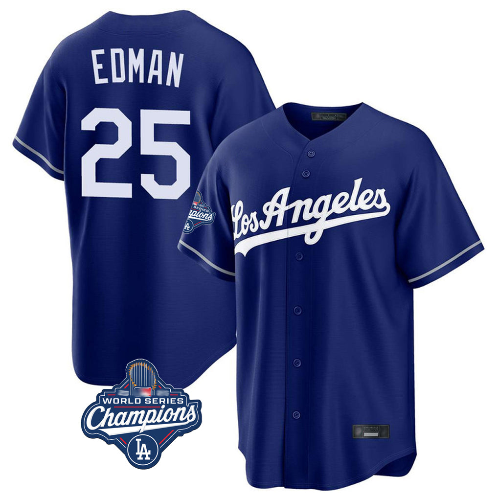 LA.Dodgers #25 Tommy Edman Player Royal World Series Meet Game Fdoa Stitched Jerseys