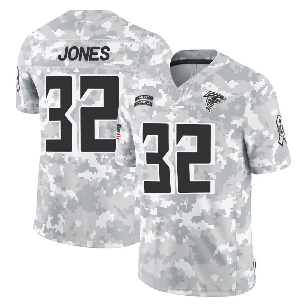 A.Falcons #32 Cash Jones Player Camo Salute to Service Limited Gdoa Stitched Jerseys